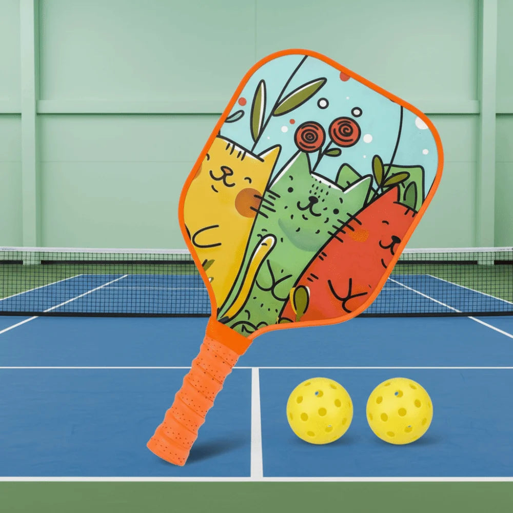 Cartoon Children's Pickleball Set Colorful Lightweight Children's Pickleball Rackets Ribbed Handle Durable Pickleball Paddle Set