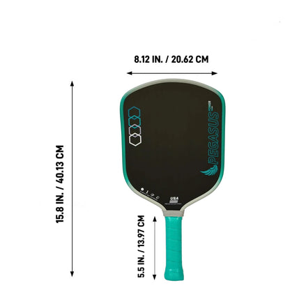 PEGASUS 16MM Pickleball Paddle, T700 Carbon Fiber Textured Surface, Polyer Honeycomb Core, Wide-body Paddle, Enhanced Power&Spin