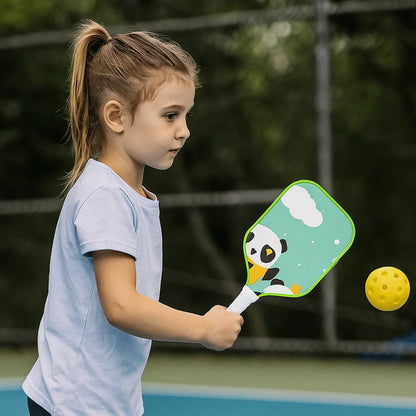 Cartoon Children's Pickleball Set Colorful Lightweight Children's Pickleball Rackets Ribbed Handle Durable Pickleball Paddle Set