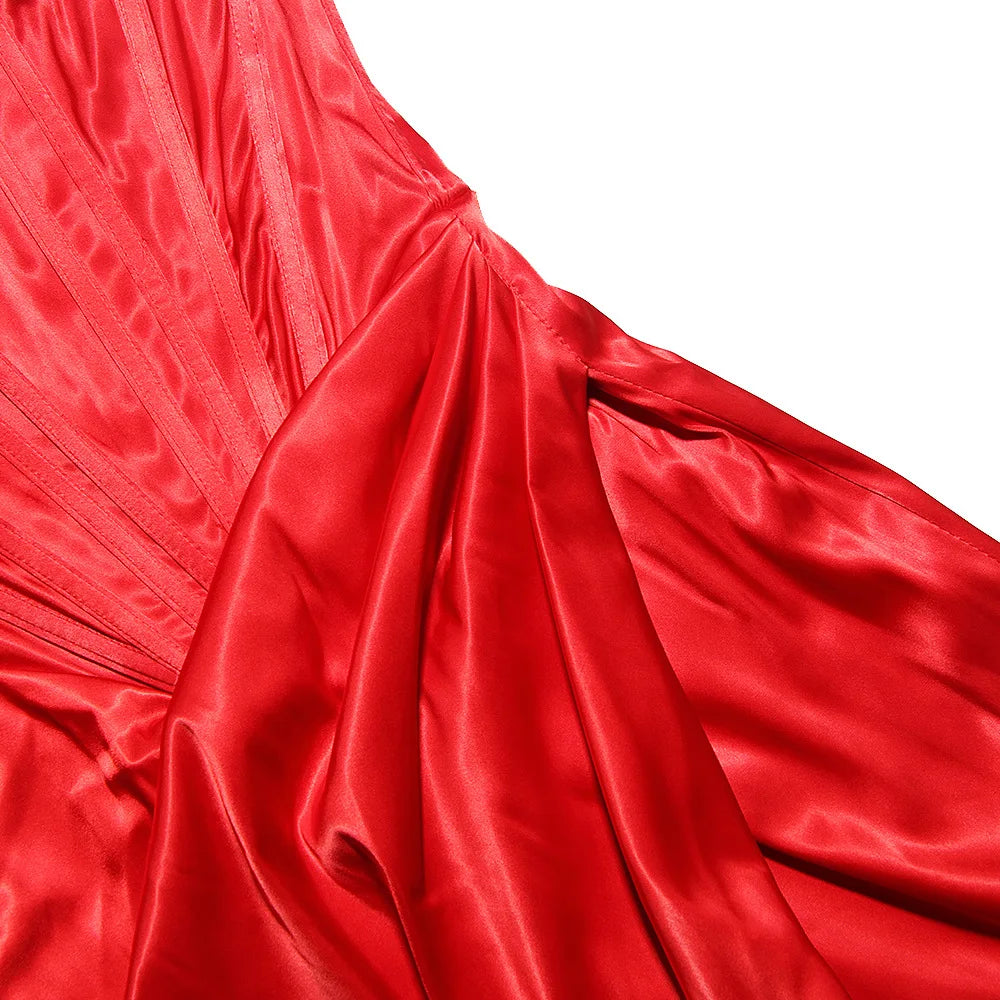 Cryptographic Draped Satin Corset Dresses Bodycon Party Night Club Off Shoulder Gown Elegant Backless Sexy Dress Birthday