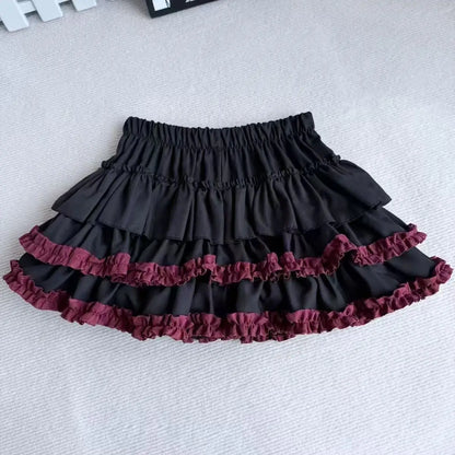 Women Pleated Bubble Mini Skirt Y2k Summer 2025 Korean Fashion Elastic Waist Puffy Short Skirt Girls Cute A Line Cake Skirt