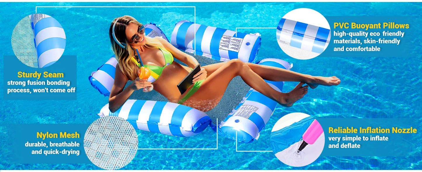 Water Hammock Recliner Inflatable Pool for Adults - Perfect for Pool Parties & Beach Fun,Party Water Rest Inflatable Seat