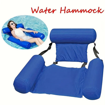 3-Tube Inflatable Pool Float Lounge, Foldable Colorful Pattern Floating Raft, Portable Pool Party & Beach Tanning Lounger Float