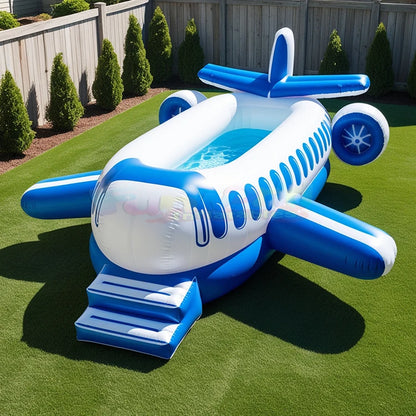 Summer Party Outdoor Pool Water Recreation Inflatable Airplane Swimming Float Seat Boat Pool for Toddler and Kids