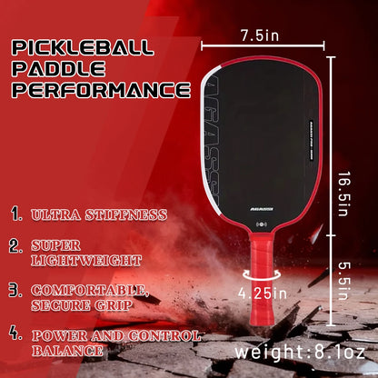 Agassi pro IV Pickleball Paddle 16mm Gen 4 TFP Foam Core T700 Carbon Fiber Ergonomic Grip Design for Increased Power And Spin