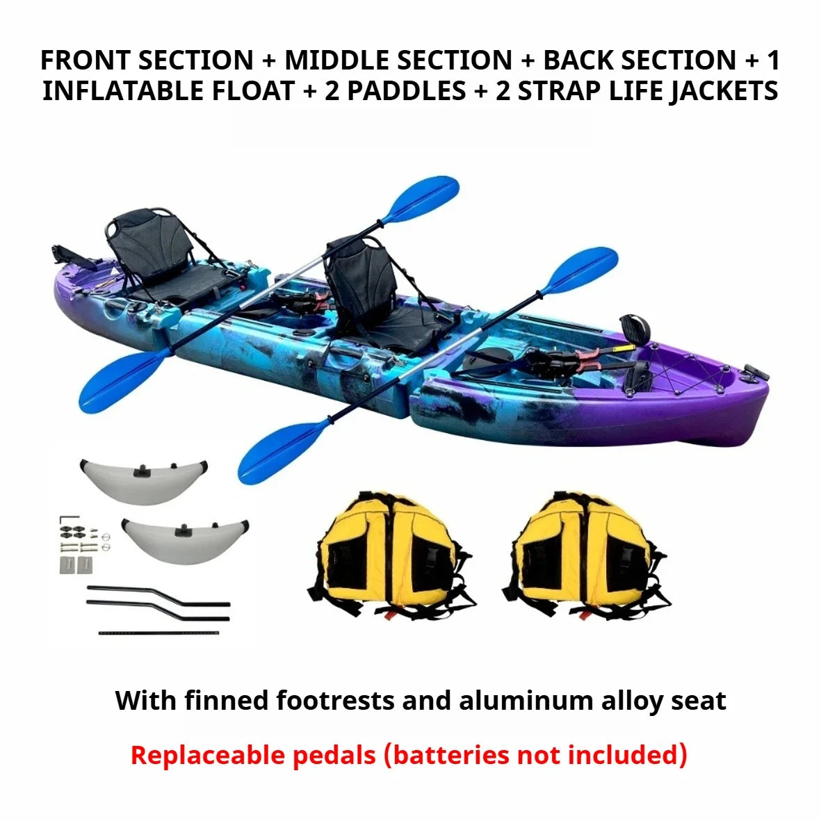 2025 Portable LLDPE Kayak With Split Hard Shell Electric Pedal-Driven Canoe For Solo Tandem Lake Sea Adventures Modular Assembly