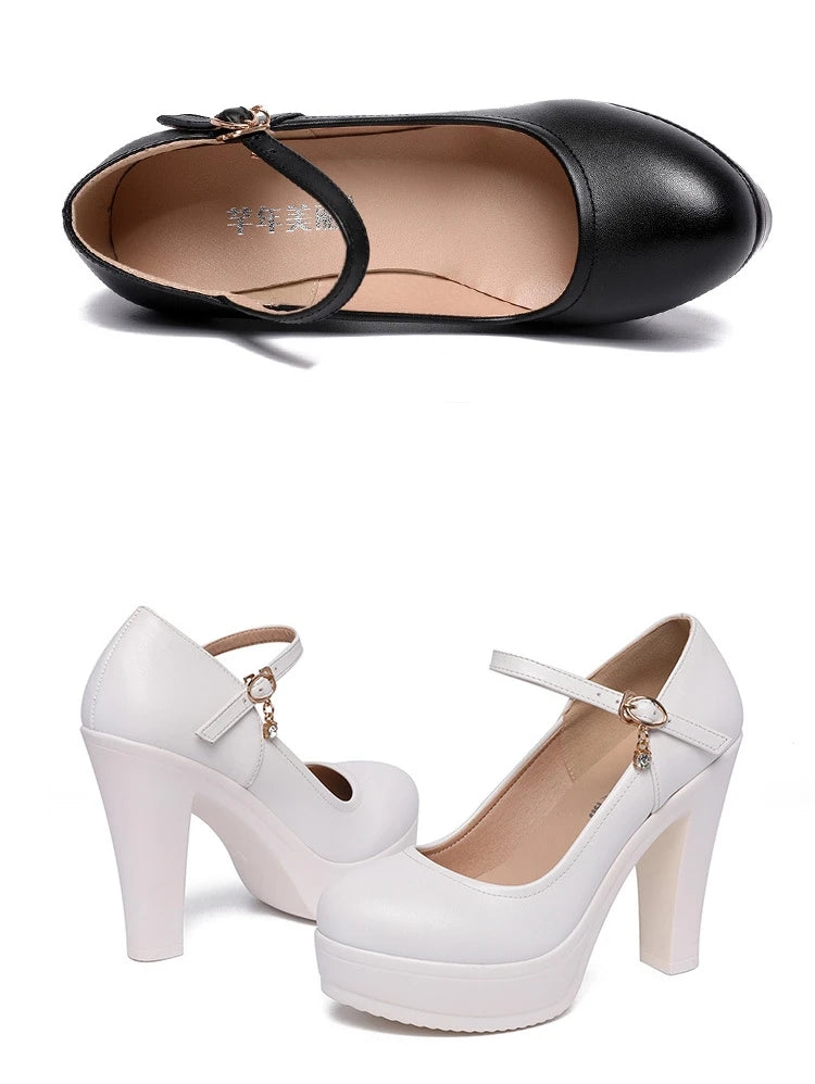 8 10 12cm Small Size 32-43 Shallow Thick Bottom Platform Pumps Women 2025 Block High Heels Shoes for Office Model Wedding Dress
