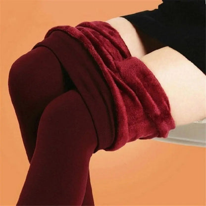 Women Winter Thermal Warm Velvet Thick Pantyhose Fluff Lined Stretch Slim Leggings Pants Ankle-Length