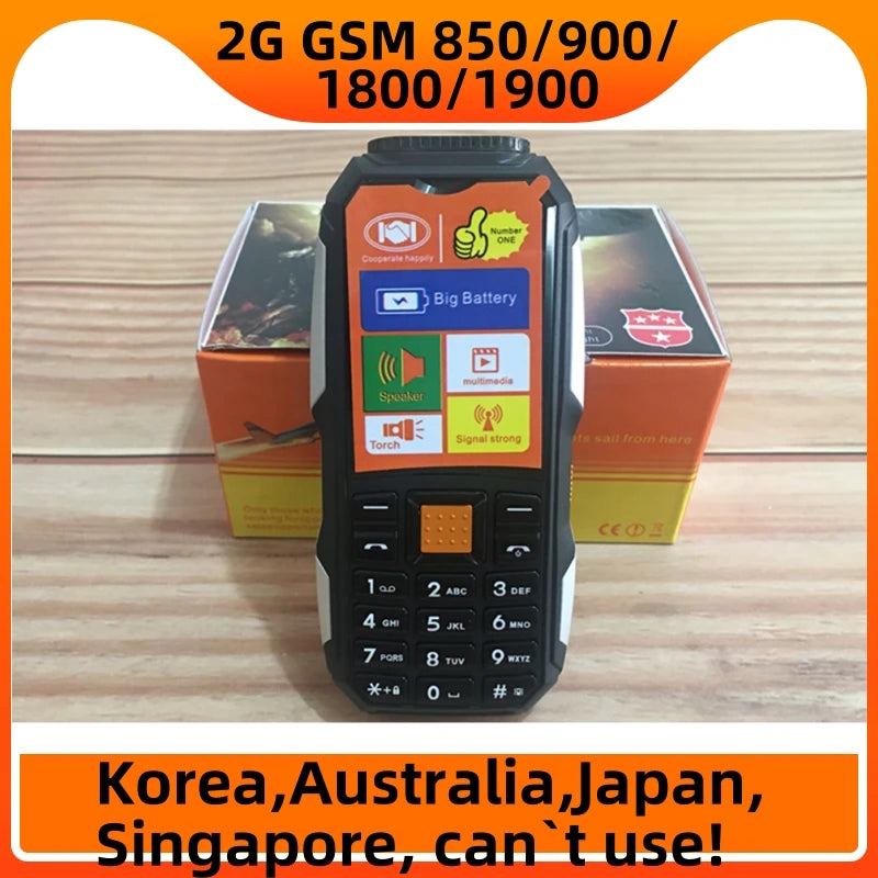 Mini Rugged Mobile Phone, 1.8", Push Button,Dual Sim, BT,Dual Flashlight, MP3,Wireless FM,BigHorn Dustproof Shockproof CellPhone