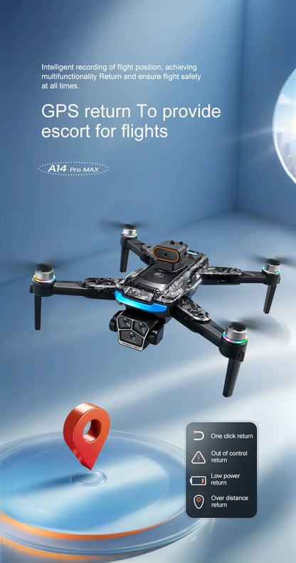 Xiaomi A14 pro Max Drone 8k HD Dual Camera GPS Brushless Optical Flow Obstacle Avoidance 4.5-inch Large Screen Uav Rc 20000m New
