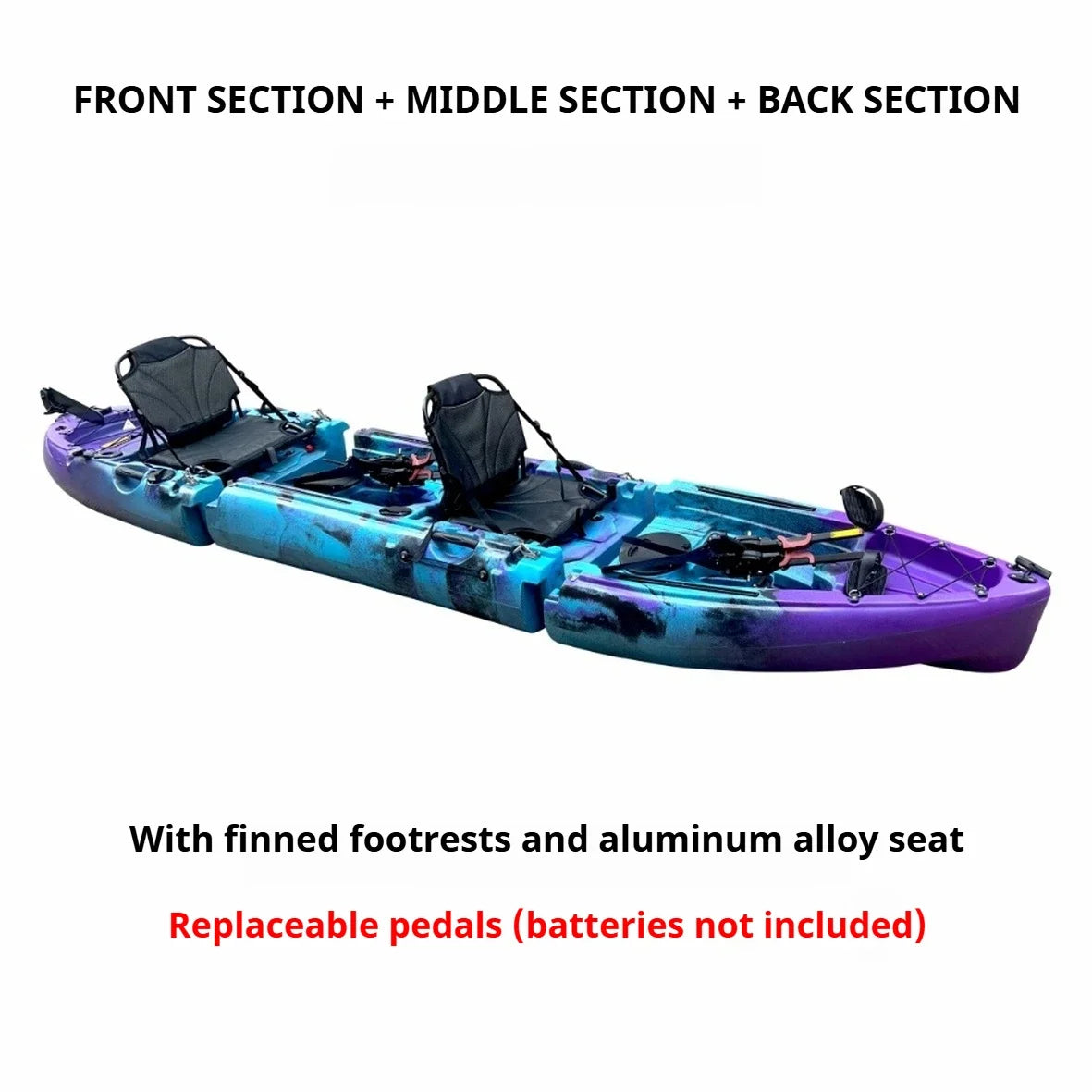 2025 Portable LLDPE Kayak With Split Hard Shell Electric Pedal-Driven Canoe For Solo Tandem Lake Sea Adventures Modular Assembly