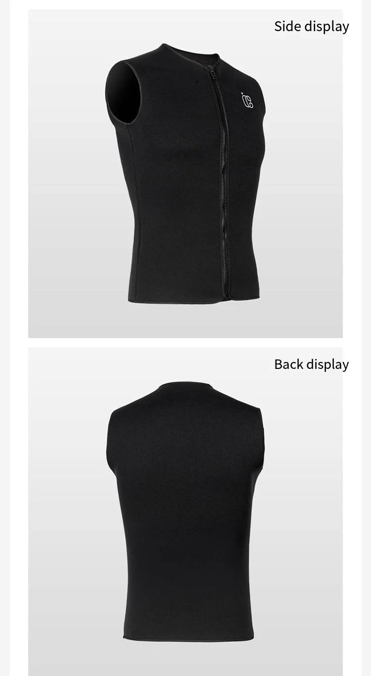 3MM Men Women Sleeveless Wetsuit Top No Hood Neoprene Thermal Vest for Scuba Diving Surfing Kayaking Swimming Water Sports