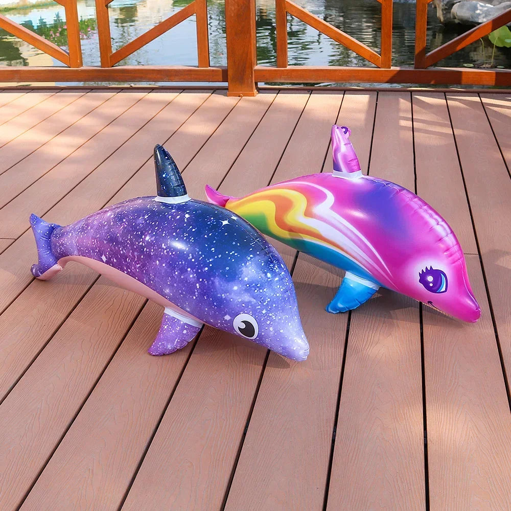 Inflatable Dolphin Rainbow Inflatable Toy Inflate Pool Beach Birthday Party Decoration Float Water Sports Inflatable Toy