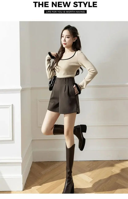 Design-sensing Suits and Shorts Women Slim and High-waisted A-line Boot Pants Versatile Casual Pants