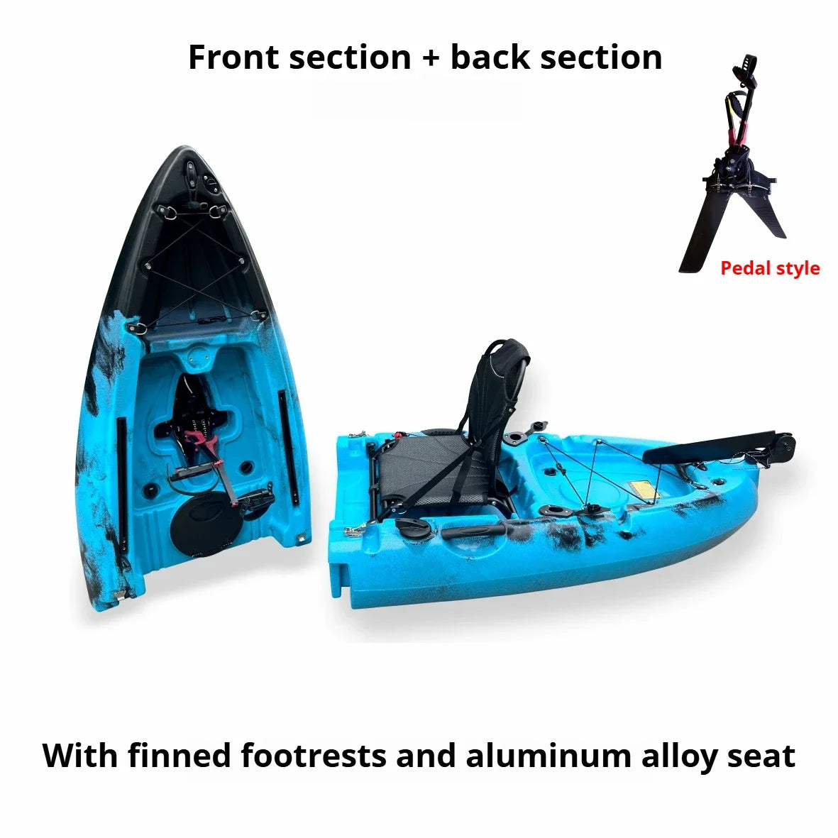2025 Portable LLDPE Kayak With Split Hard Shell Electric Pedal-Driven Canoe For Solo Tandem Lake Sea Adventures Modular Assembly