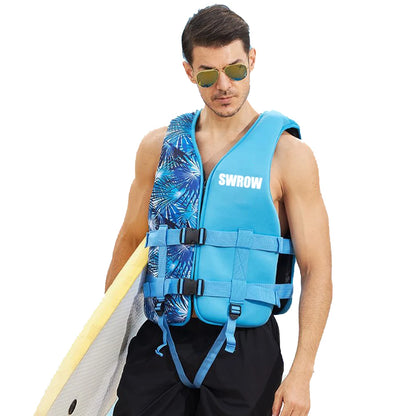 Portable fashion adult children's life jacket neoprene swimming life jacket water sports fishing kayak surfing life jacket 2023