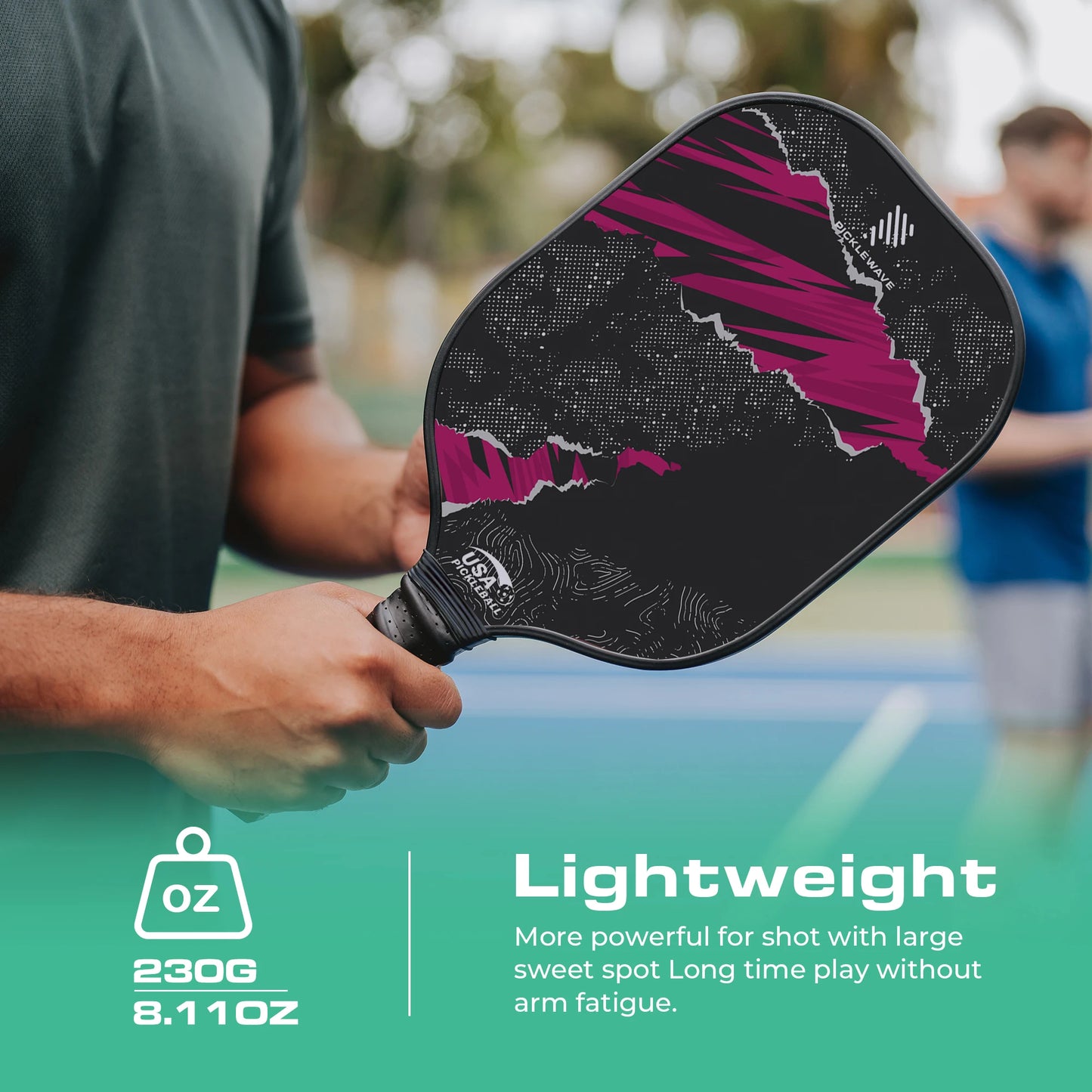 Black Purple Polka Dot USAPA Pickleball Paddle Fiberglass Surface High Grit & Spin Unibody Edgeless Sport Racquet Pickleball