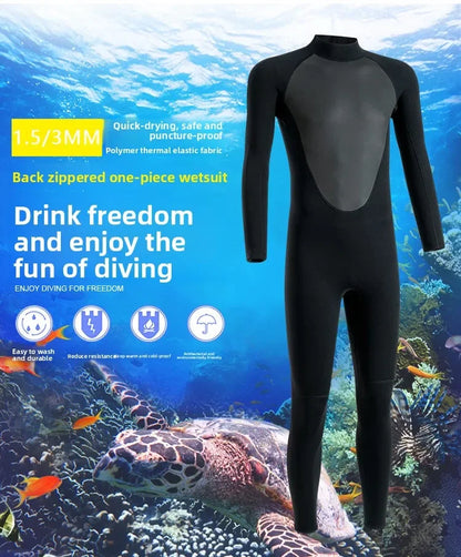 2025 Wetsuit Men's Warm and Cold 3/5mm Wet Winter Swimming One-piece Snorkeling Sun Protection Surf Suit Women's Wetsuit