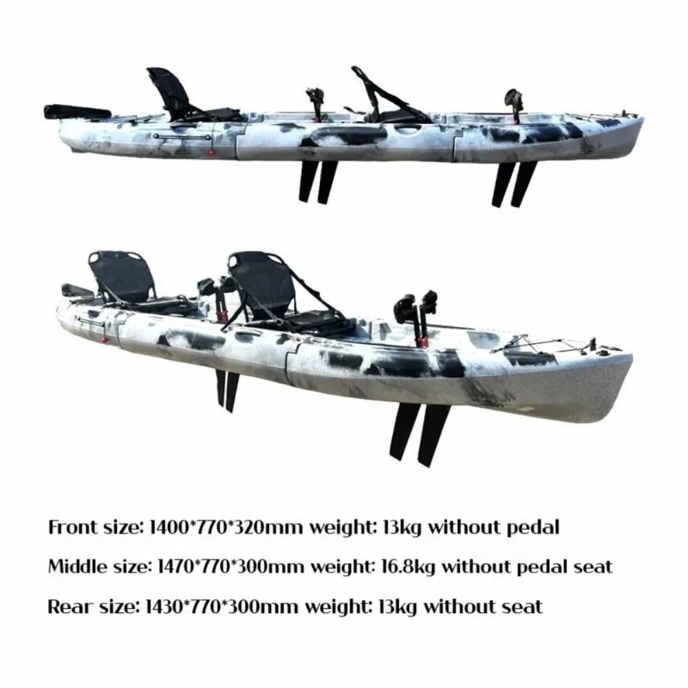 2025 Portable LLDPE Kayak With Split Hard Shell Electric Pedal-Driven Canoe For Solo Tandem Lake Sea Adventures Modular Assembly