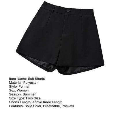 Women Suit Shorts Elegant High Waist White A Line Wide Leg Suit Short Commute Summer Suit Shorts Casual Slim Hot Short Pants