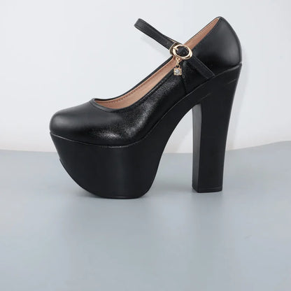 Catwalk 15cm Small Size 32-43 Sexy Extreme Block High Heels Shoes Spring 2025 Trend Bright Leather Chunky Platform Pumps Model