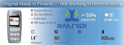 Original 1600 Unlocked Mobile Cell Phone 2G GSM 900/1800 English Arabic Keyboard Cellphone.Made in Finland on 2005.