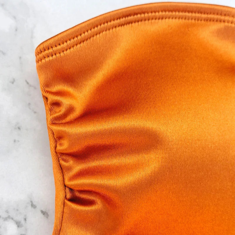 High Waist Swimsuit Women Push Up Beachwear Sexy Bandeau Bathing Suit Maillot De Bain Femme Bikini Summer Swimwear Women