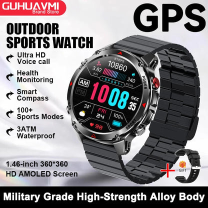 2026 New Outdoor Sport GPS Position Smart Watch Men 3ATM Waterproof Compass Altimeter 540mAh BT Call Fitness Watch