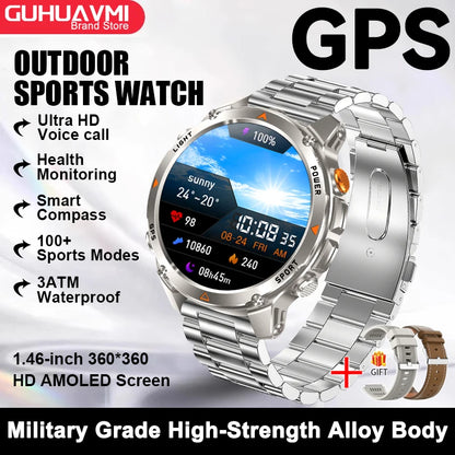 2026 New Outdoor Sport GPS Position Smart Watch Men 3ATM Waterproof Compass Altimeter 540mAh BT Call Fitness Watch