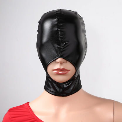 Adult Shiny Leather Masks Sex Toys Bronzing Cloth Open Mouth And Eye Glued Head Cover Couples Adult Products