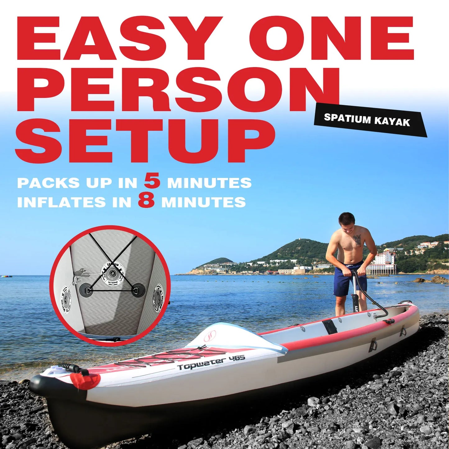 Spatium Inflatable Kayak PVC Fishing Boat 1-3 Person For Water Sports Surfing Rafting Touring Inflatable Kayak With Paddle,Seat