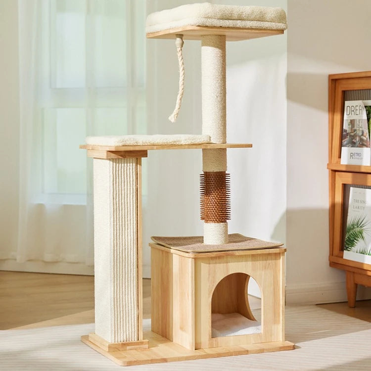 Indoor Cat House with Scratcher, Trees, Towers for Large Cats, Tall Toy, Multiple Hamocks, Park Scrapers Tool, Silicone Carrier