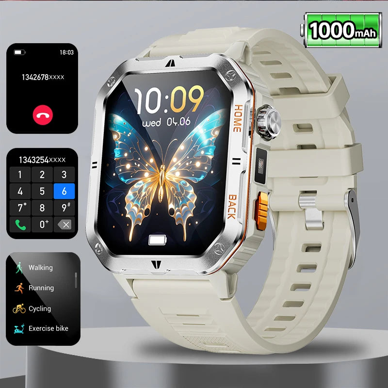 Original 2025 New 2.01 inch1000mAh smartwatch LED flashlight GPS 100+ sport health monitor 3ATM waterproof Men Gift smartwatch