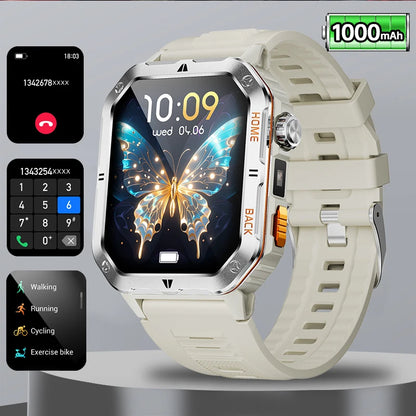 Original 2025 New 2.01 inch1000mAh smartwatch LED flashlight GPS 100+ sport health monitor 3ATM waterproof Men Gift smartwatch