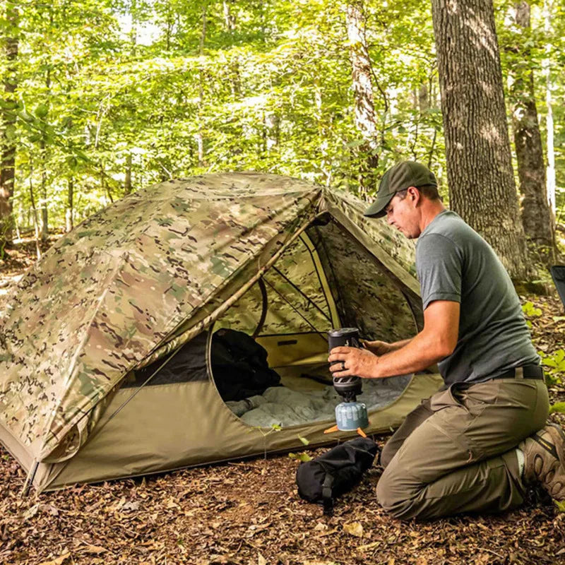 Outdoor Single Camping Tent Ultra light Hiking Tent, Double-layer Marching Camouflage Rainproof Tent trekking Shelter Tent