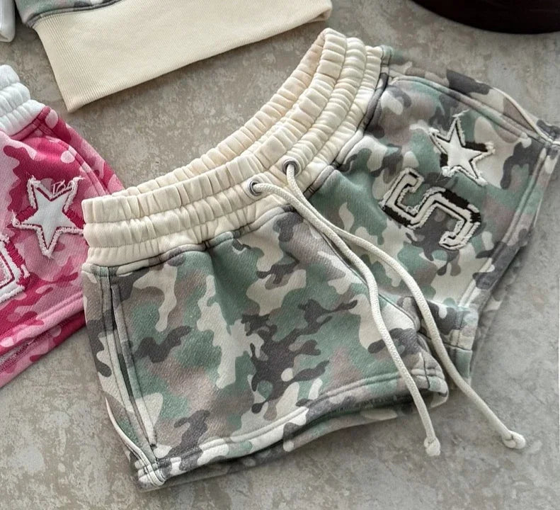 Y2k Millennial Hip Hop Womens Shorts Camouflage American Embroidered Low Waist Shorts Sexy Fashion Trendy Pattern Sports Shorts