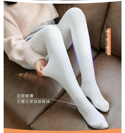 2024 New Design 160-172cm  Women White Nylon Winter Thickened Velvet Padded Adult Dance Pantyhose Sexy Fashion Leggings 45-65kg