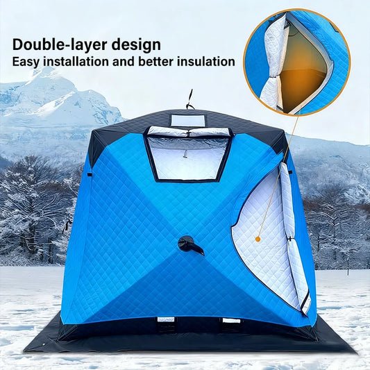 Outdoor Winter Fishing Tent For Camping 3-4 Person With Windows Quick Opening Tent Windproof And Waterproof Camping Gadgets