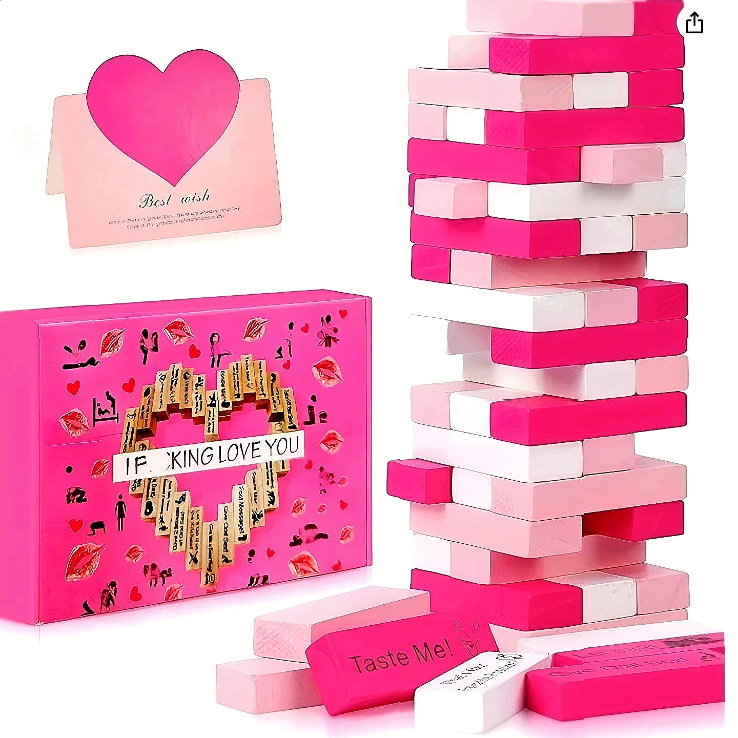Forty Eight Piece Sex Block Game For Adults Sex Toys Featuring Wooden Block Tower Game For Couples Valentine Tumbling Tower