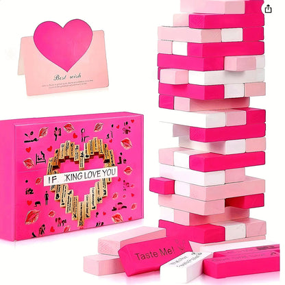 Forty Eight Piece Sex Block Game For Adults Sex Toys Featuring Wooden Block Tower Game For Couples Valentine Tumbling Tower