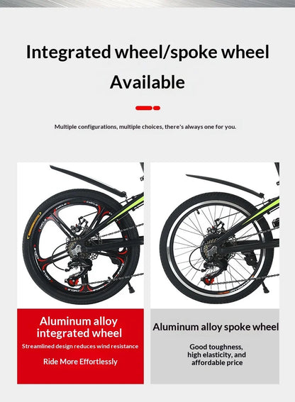 Folding Bike 20 Inch Aluminum Alloy Lightweight Commuter Bicycle 7 Speed Portable City Travel Ultralight Folding Bikes Grey