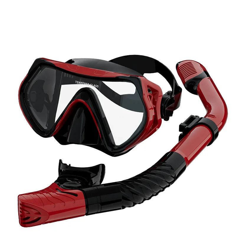 Diving Mask Snorkeling Full Dry Breathing Tube Set, Large Frame Swimming Goggles, Liquid Silicone Diving Mask