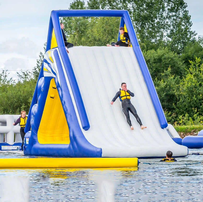 Inflatable Water Game Floating Climbing Tower With Slide Play Park Amusement for Adults and Kids