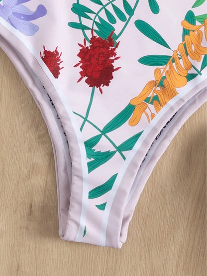 Y2K Fashion Women Floral One Piece Swimsuits Reversible Tie Shoulder Monokini Tummy Control Bathing Suits Square Neck Swimwear