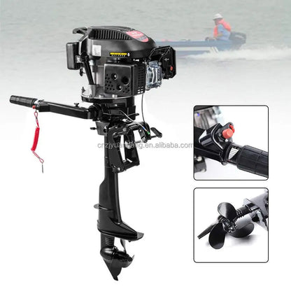 6HP 4-Stroke Outboard Engine Petrol Boat Engine, Air Cooling Outboard Motor