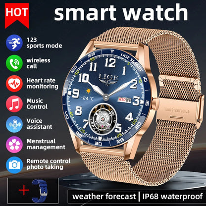 LIGE New Steel Smart Watch Men 1,38inch Bluetooth Call Business Men Watches Fitness Activity Sports Heart Rate Health Smartwatch