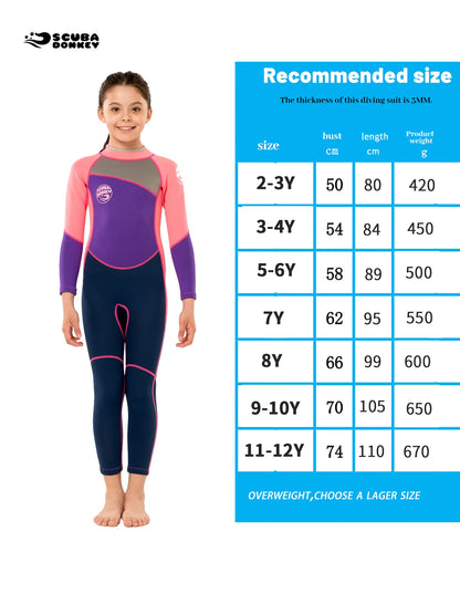 Kids Wetsuit for Boys Girls Toddler  2.5MM Neoprene Long Sleeve Wet Suits for Swimming