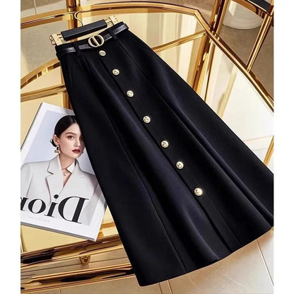 2025 Female High Waist Maxi Skirt Advanced Feeling Women A-word Long Skirts Spring Autumn Ladies Fashion Solid Color Maxi Skirt
