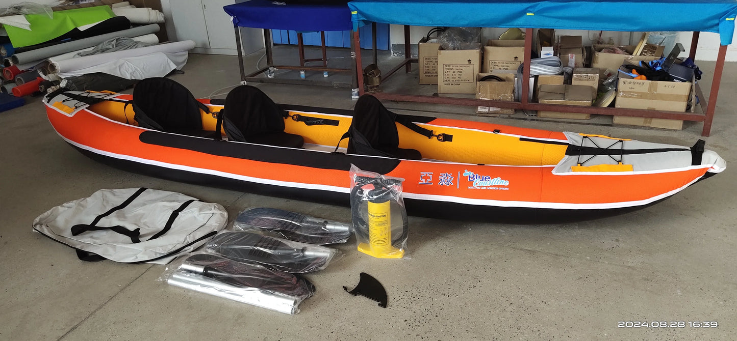 3-Person Fiberglass Inflatable Kayak For River Lake Sea & Ocean Fishing Multi-Use Rowing Boat And Canoe