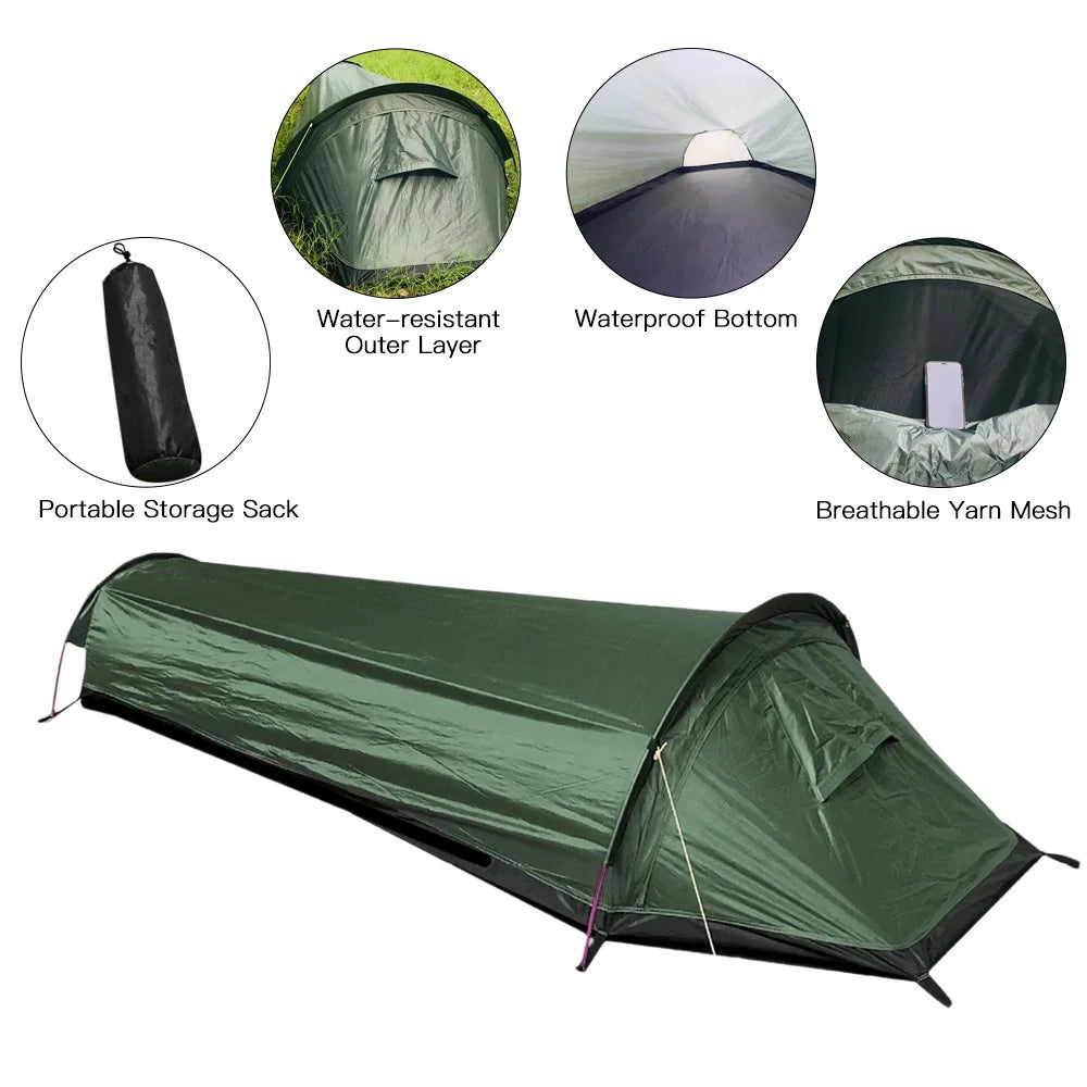 Backpacking Tent Outdoor Camping Sleeping Bag Tent Lightweight Single Person Sleeping Tent for Outdoor Camping  Travel Hiking